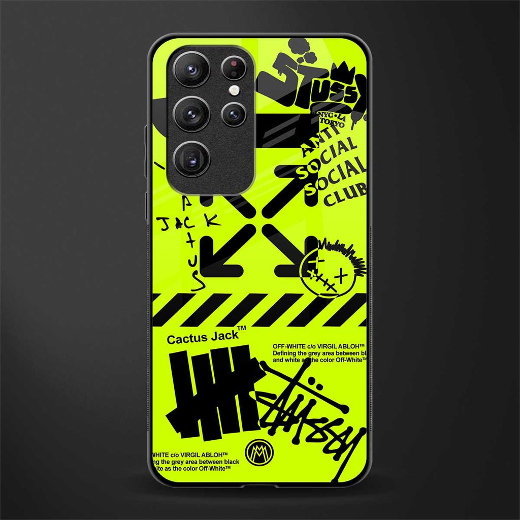 neon travis scott x anti social social club glass case for samsung galaxy s22 ultra 5g image