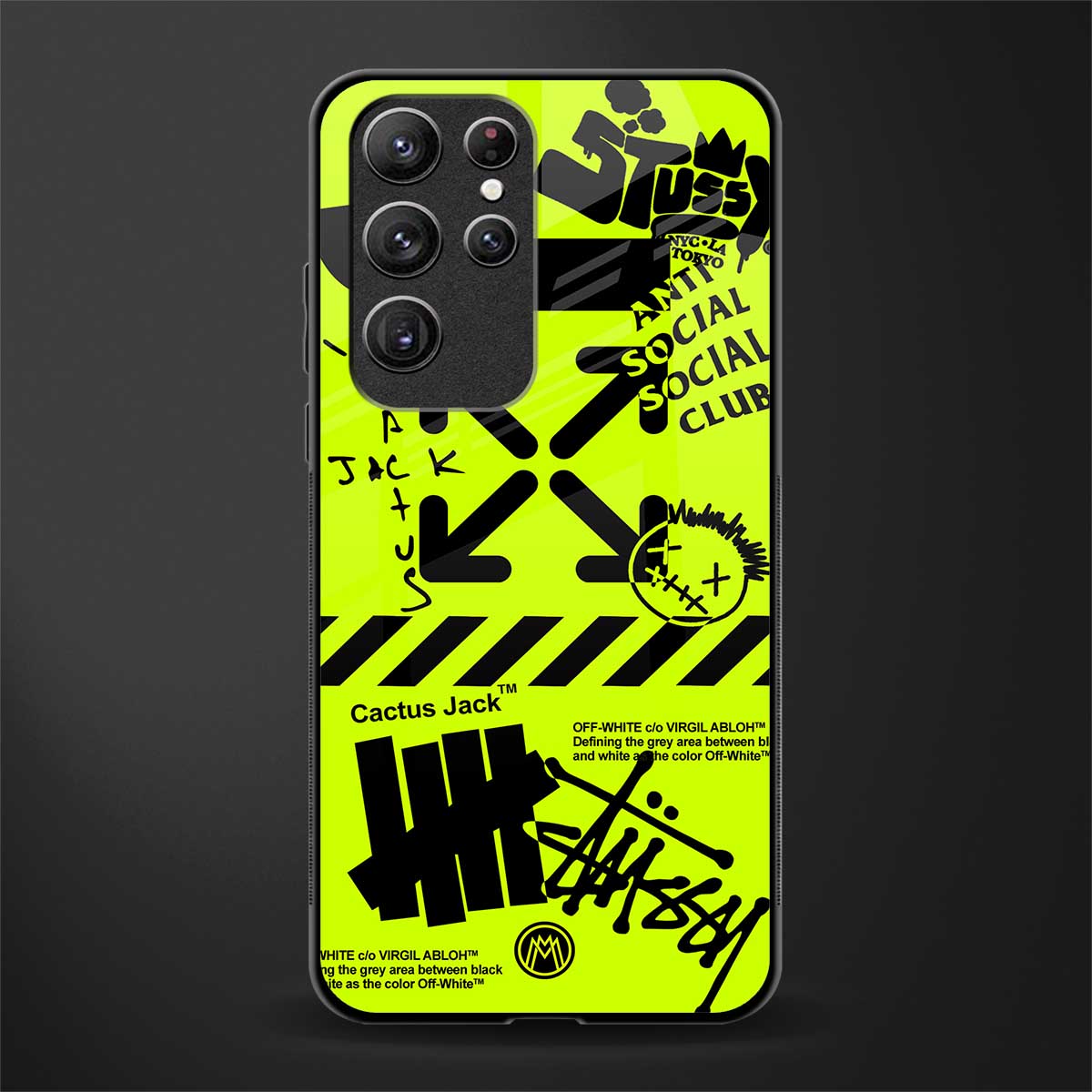 neon travis scott x anti social social club glass case for samsung galaxy s21 ultra image