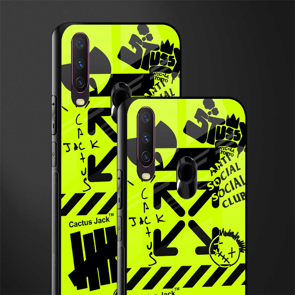 neon travis scott x anti social social club glass case for vivo y12 image-2