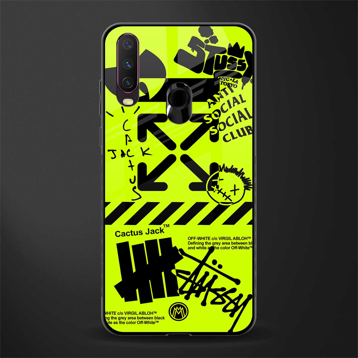 neon travis scott x anti social social club glass case for vivo y17 image