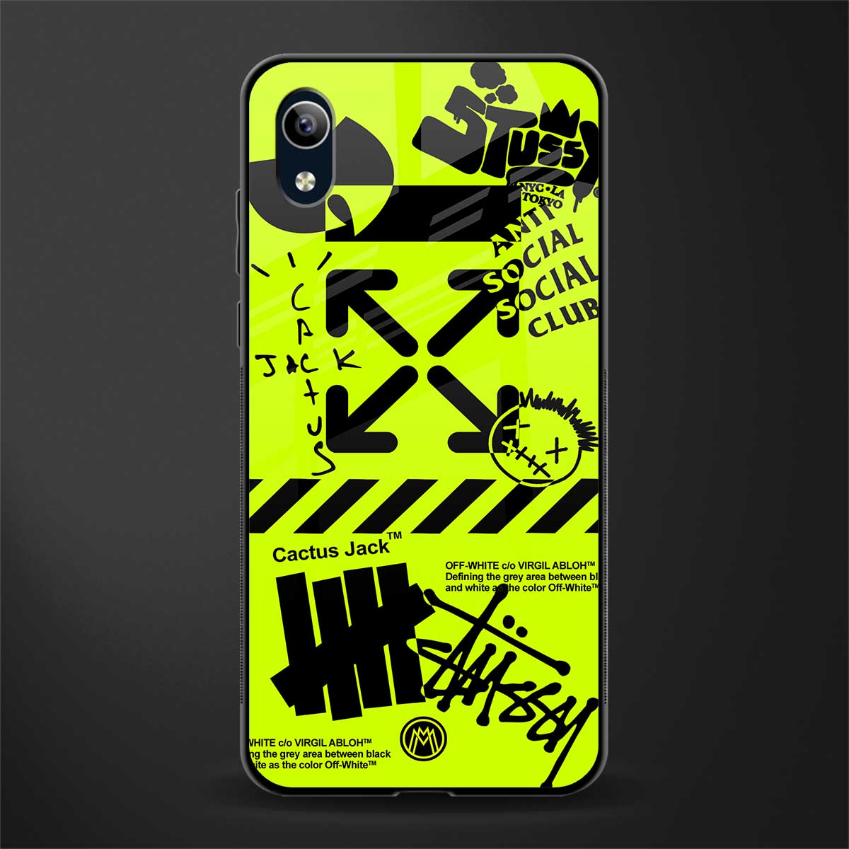 neon travis scott x anti social social club glass case for vivo y1s without fingerprint image