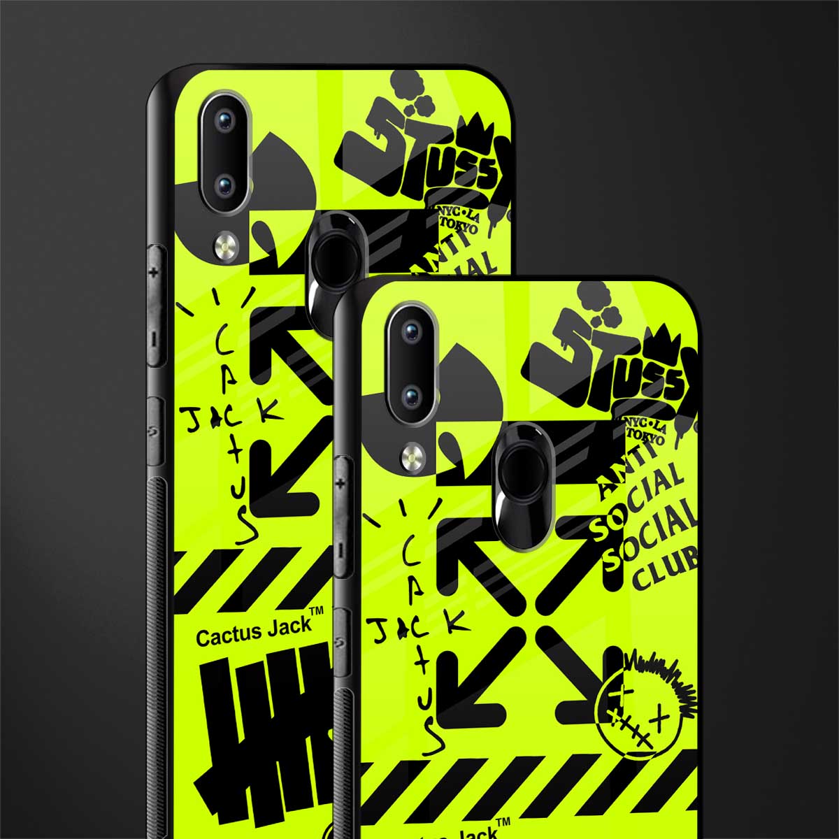 neon travis scott x anti social social club glass case for vivo y93 image-2