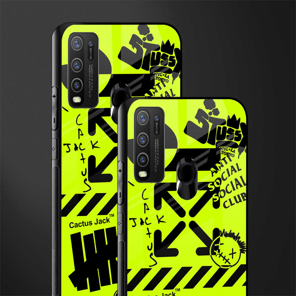 neon travis scott x anti social social club glass case for vivo y50 image-2