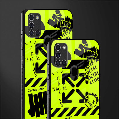 neon travis scott x anti social social club glass case for samsung galaxy a21s image-2
