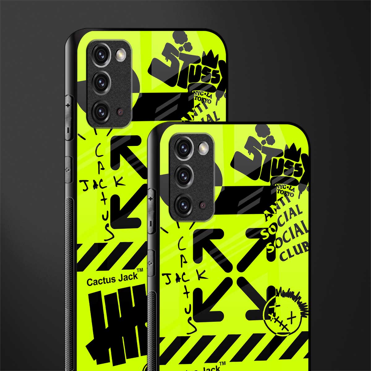 neon travis scott x anti social social club glass case for samsung galaxy note 20 image-2