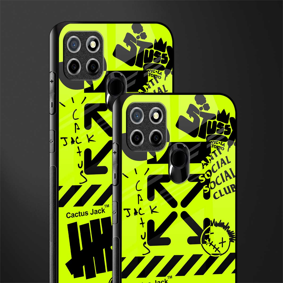 neon travis scott x anti social social club glass case for realme narzo 30a image-2