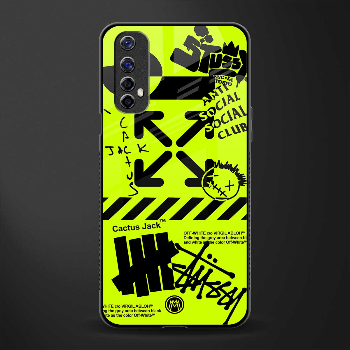 neon travis scott x anti social social club glass case for realme narzo 20 pro image