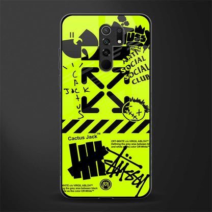 neon travis scott x anti social social club glass case for redmi 9 prime image