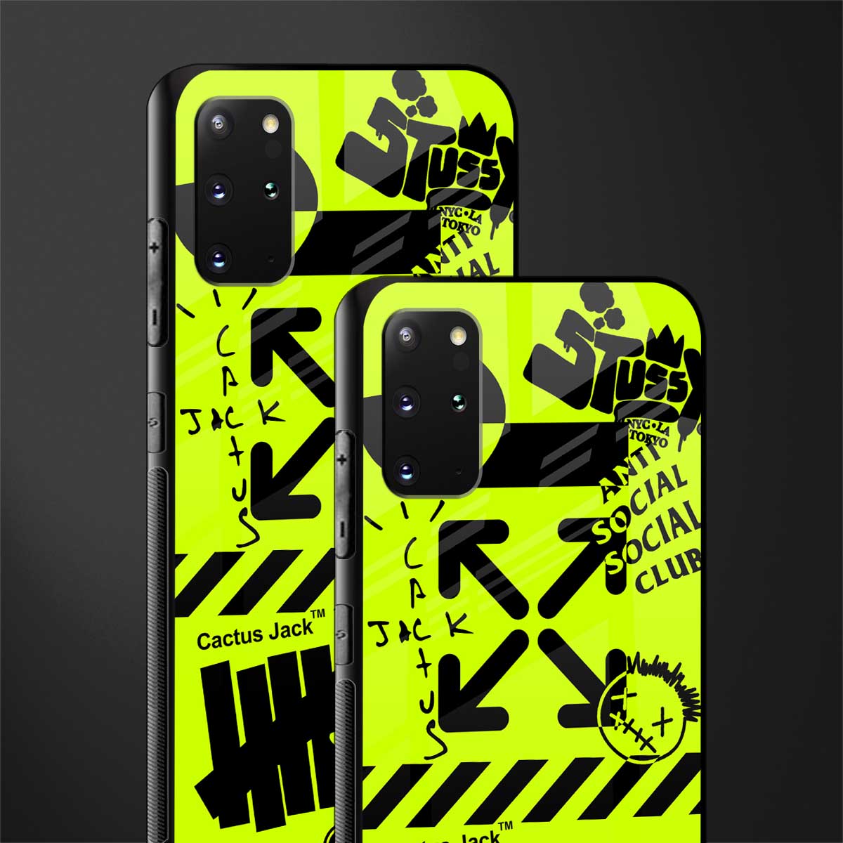 neon travis scott x anti social social club glass case for samsung galaxy s20 plus image-2