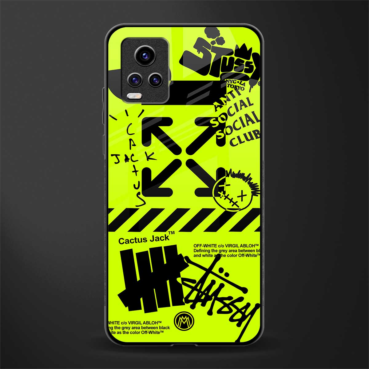 neon travis scott x anti social social club glass case for vivo v20 image