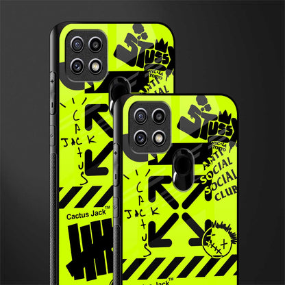 neon travis scott x anti social social club glass case for oppo a15s image-2