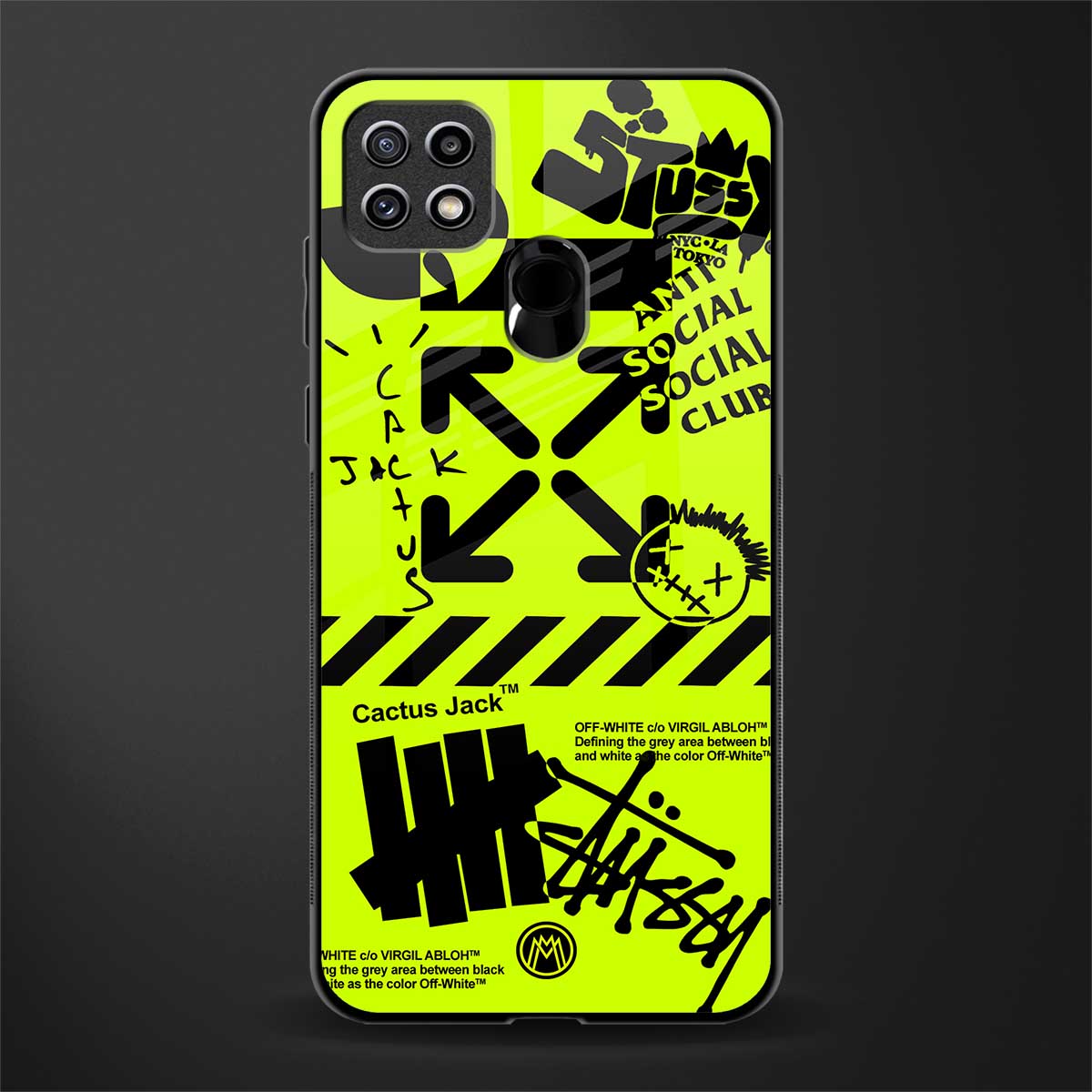 neon travis scott x anti social social club glass case for oppo a15s image