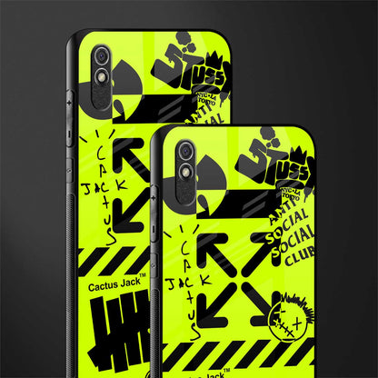neon travis scott x anti social social club glass case for redmi 9a image-2