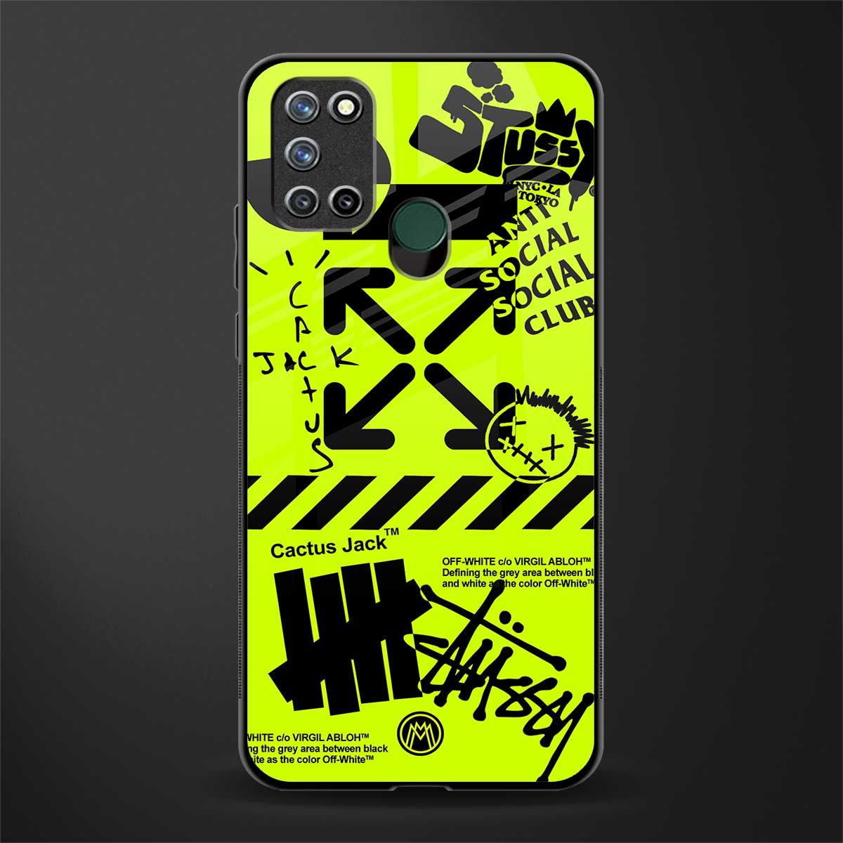 neon travis scott x anti social social club glass case for realme 7i image