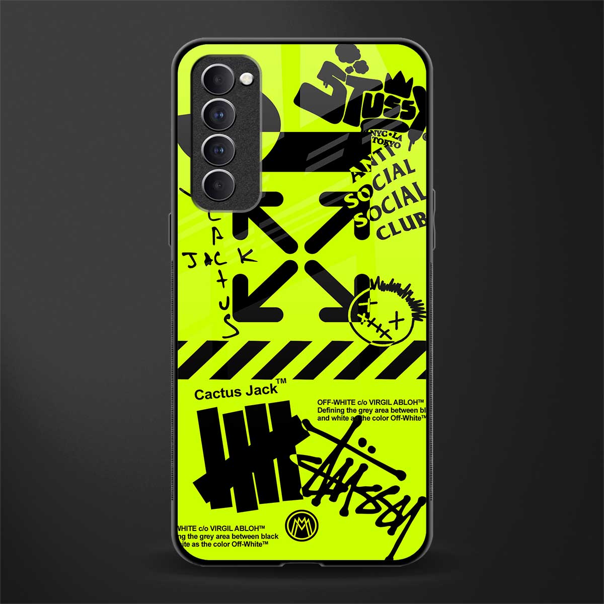 neon travis scott x anti social social club glass case for oppo reno 4 pro image