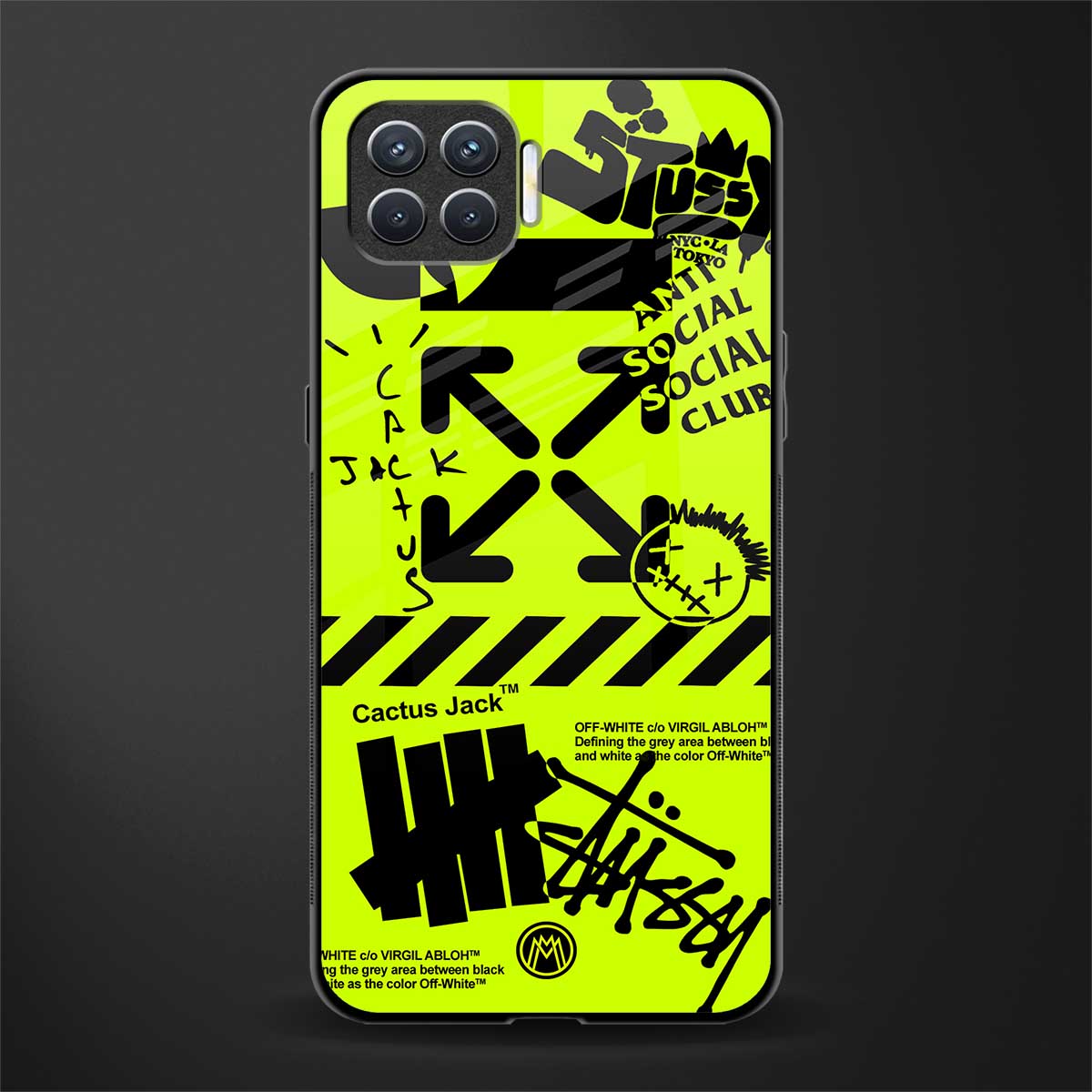 neon travis scott x anti social social club glass case for oppo f17 pro image