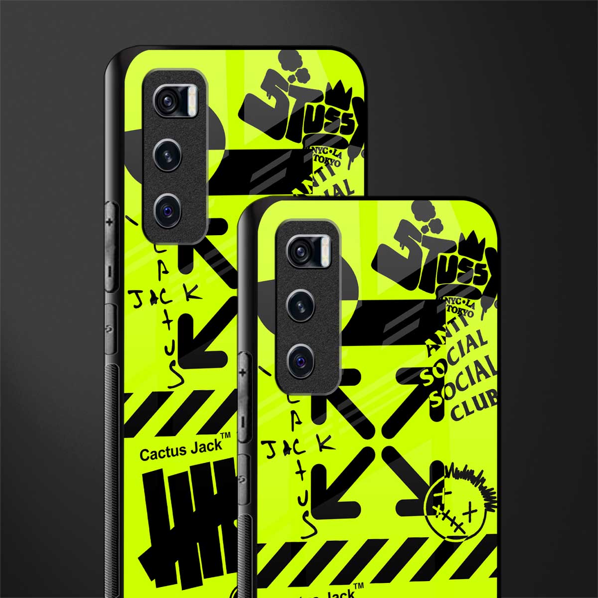 neon travis scott x anti social social club glass case for vivo v20 se image-2
