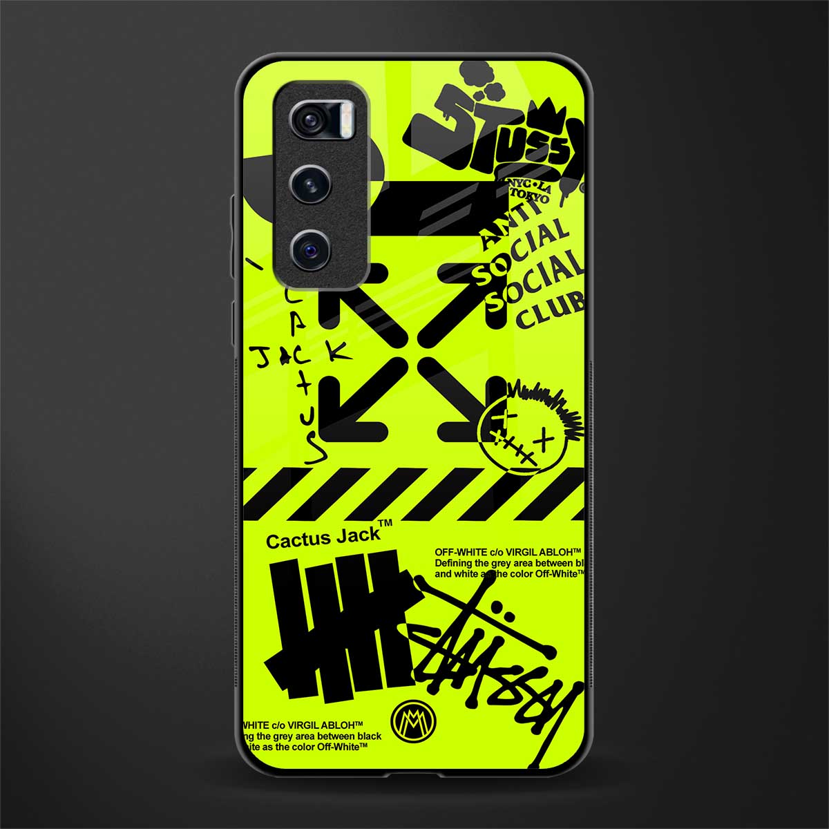 neon travis scott x anti social social club glass case for vivo v20 se image