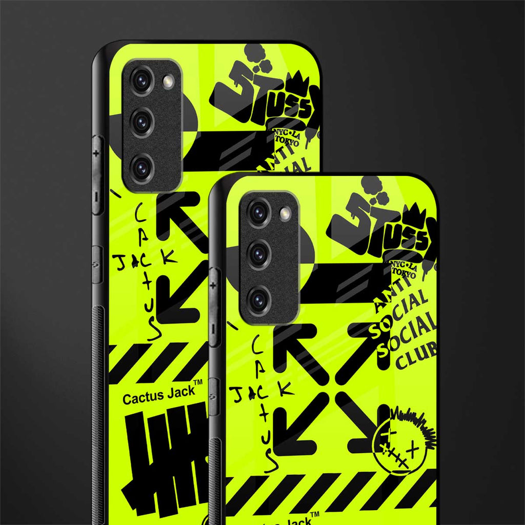 neon travis scott x anti social social club glass case for samsung galaxy s20 fe image-2