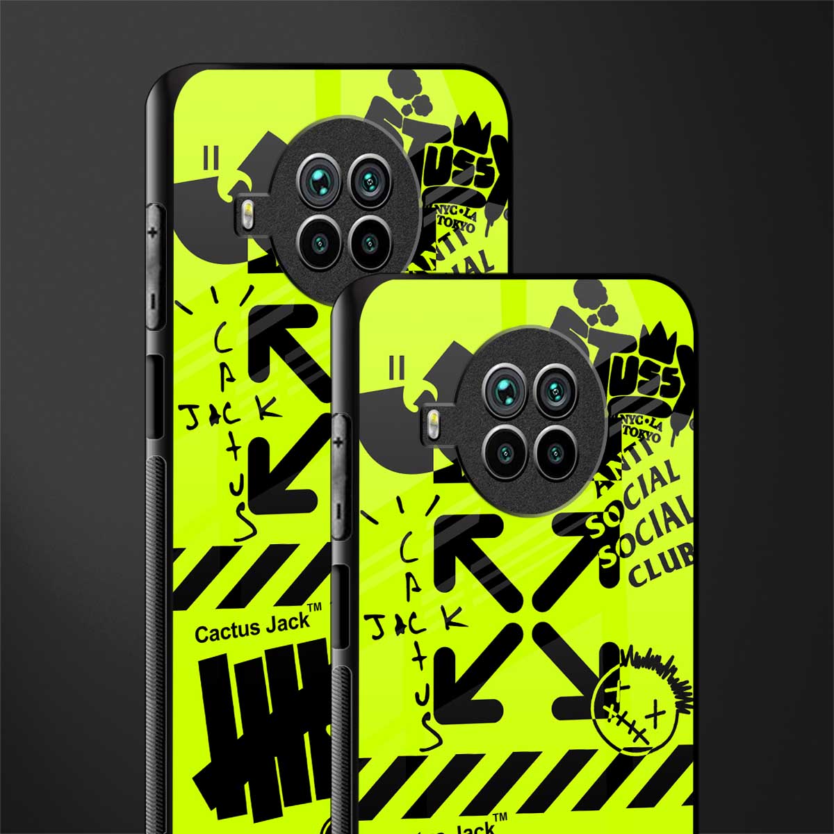 neon travis scott x anti social social club glass case for mi 10i image-2