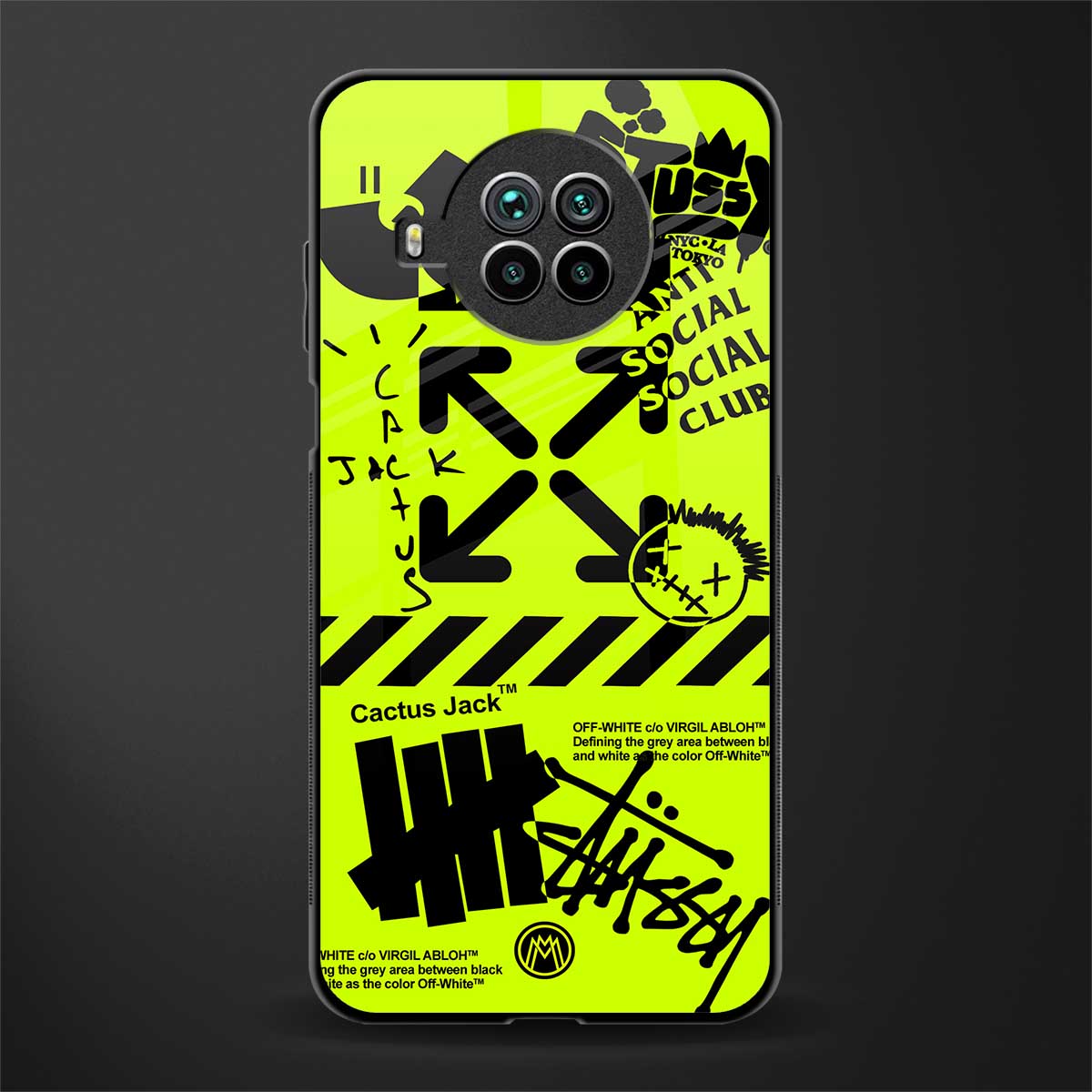 neon travis scott x anti social social club glass case for mi 10i image