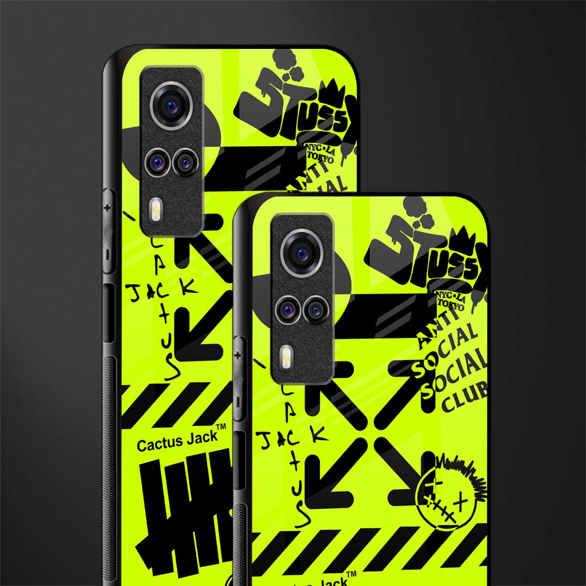 neon travis scott x anti social social club glass case for vivo y51 image-2