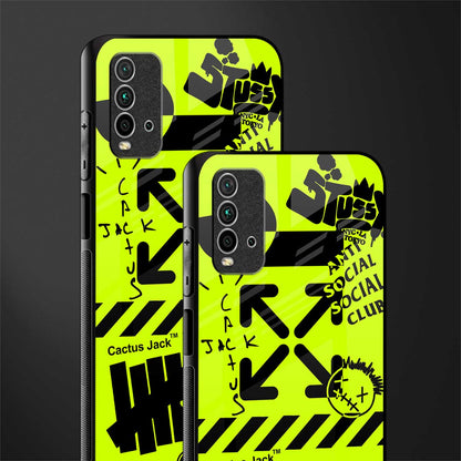 neon travis scott x anti social social club glass case for redmi 9 power image-2