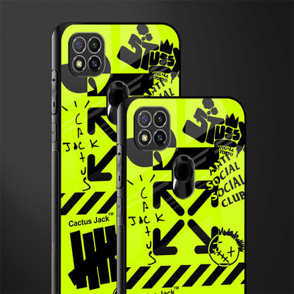 neon travis scott x anti social social club glass case for poco c31 image-2