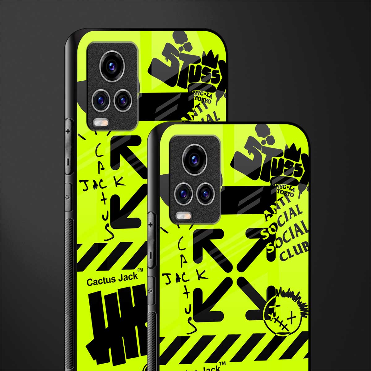 neon travis scott x anti social social club glass case for vivo v20 pro image-2