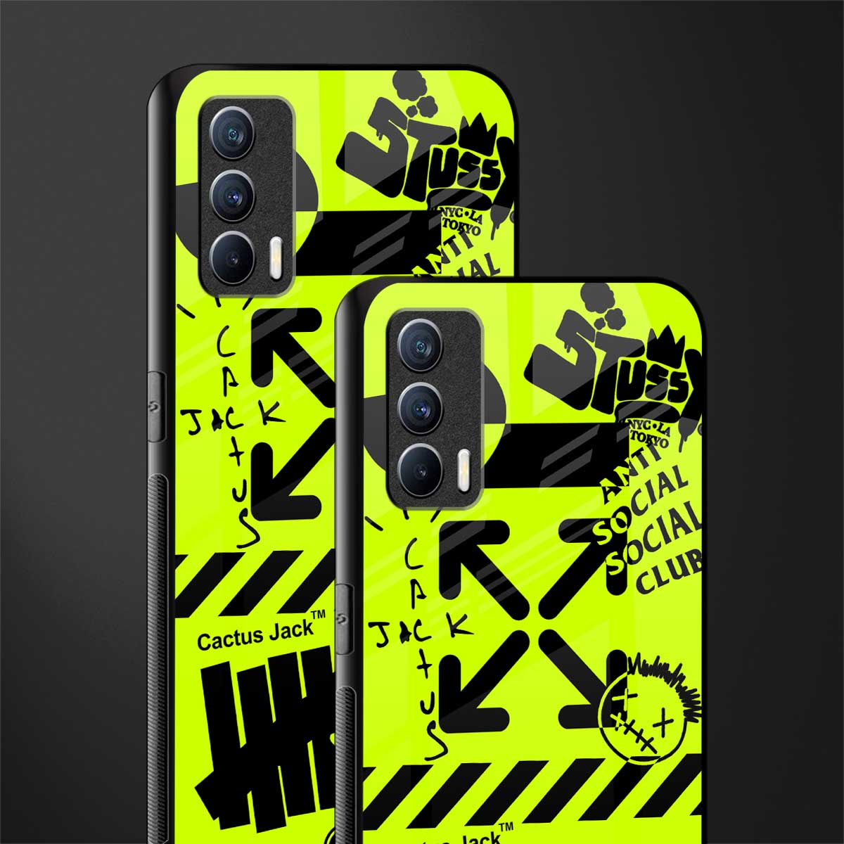 neon travis scott x anti social social club glass case for realme x7 image-2