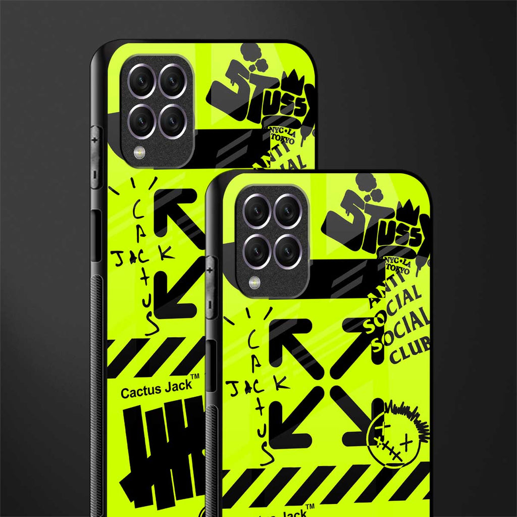 neon travis scott x anti social social club glass case for samsung galaxy f62 image-2