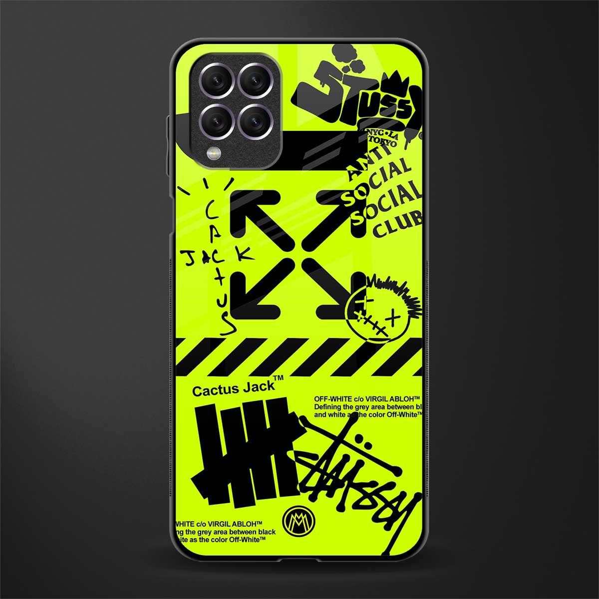 neon travis scott x anti social social club glass case for samsung galaxy f62 image