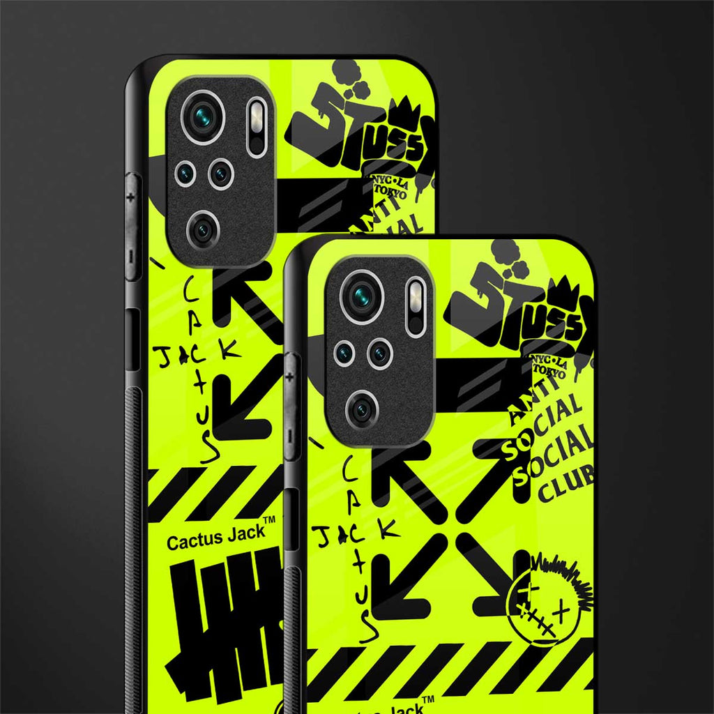 neon travis scott x anti social social club glass case for redmi note 10s image-2