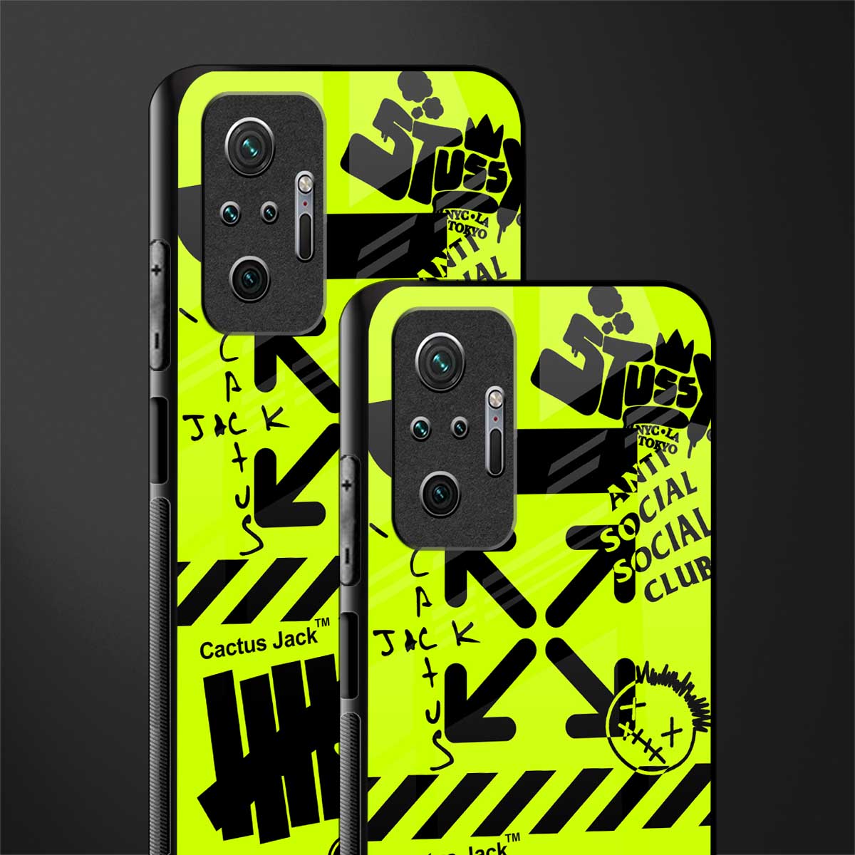 neon travis scott x anti social social club glass case for redmi note 10 pro max image-2