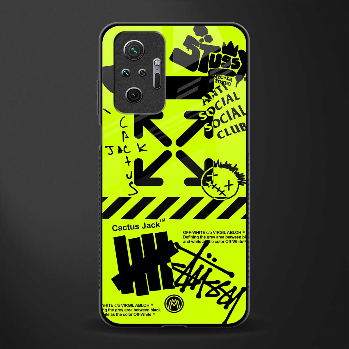 neon travis scott x anti social social club glass case for redmi note 10 pro max image