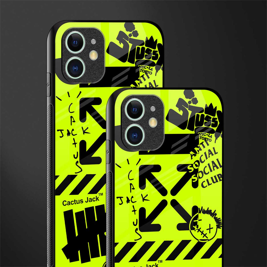 neon travis scott x anti social social club glass case for iphone 12 mini image-2