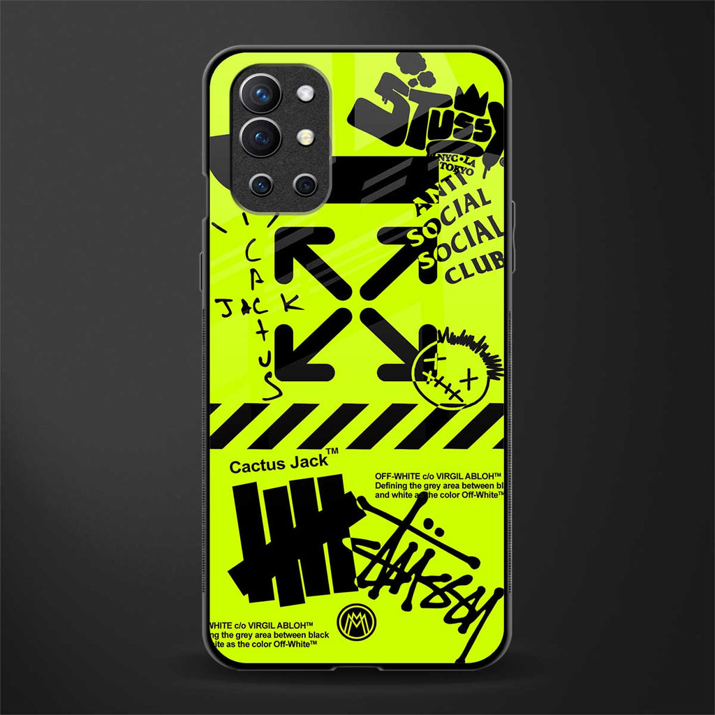 neon travis scott x anti social social club glass case for oneplus 9r image