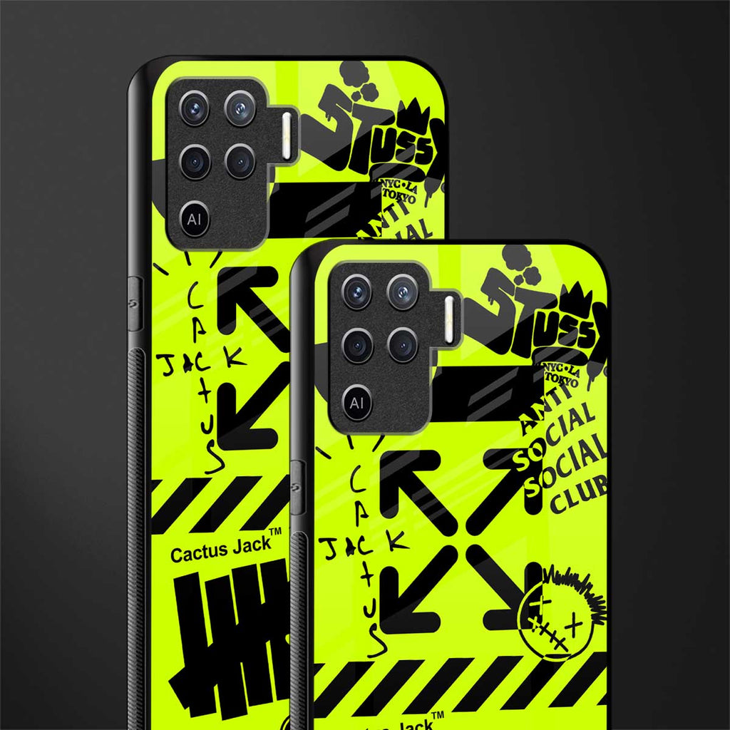 neon travis scott x anti social social club glass case for oppo f19 pro image-2