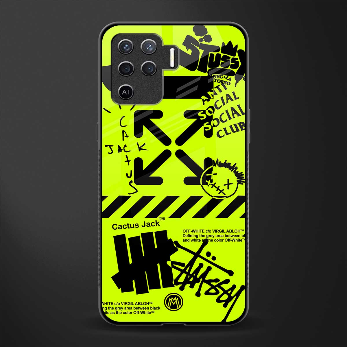 neon travis scott x anti social social club glass case for oppo f19 pro image