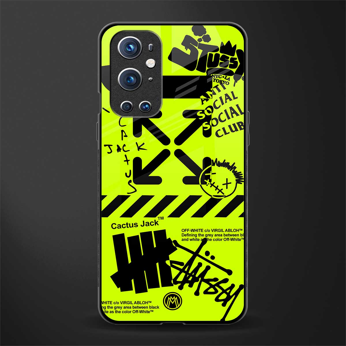 neon travis scott x anti social social club glass case for oneplus 9 pro image