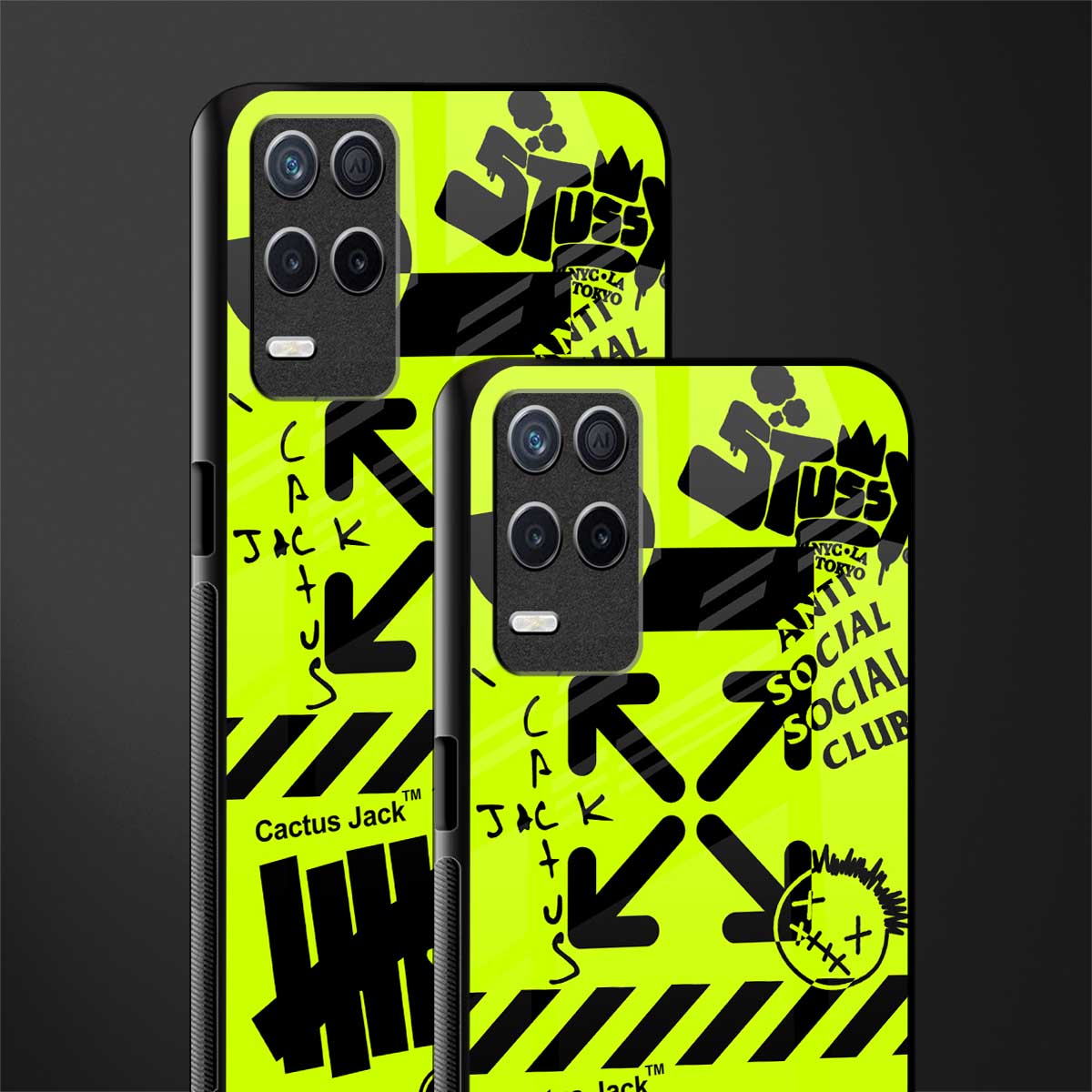neon travis scott x anti social social club glass case for realme 8 5g image-2