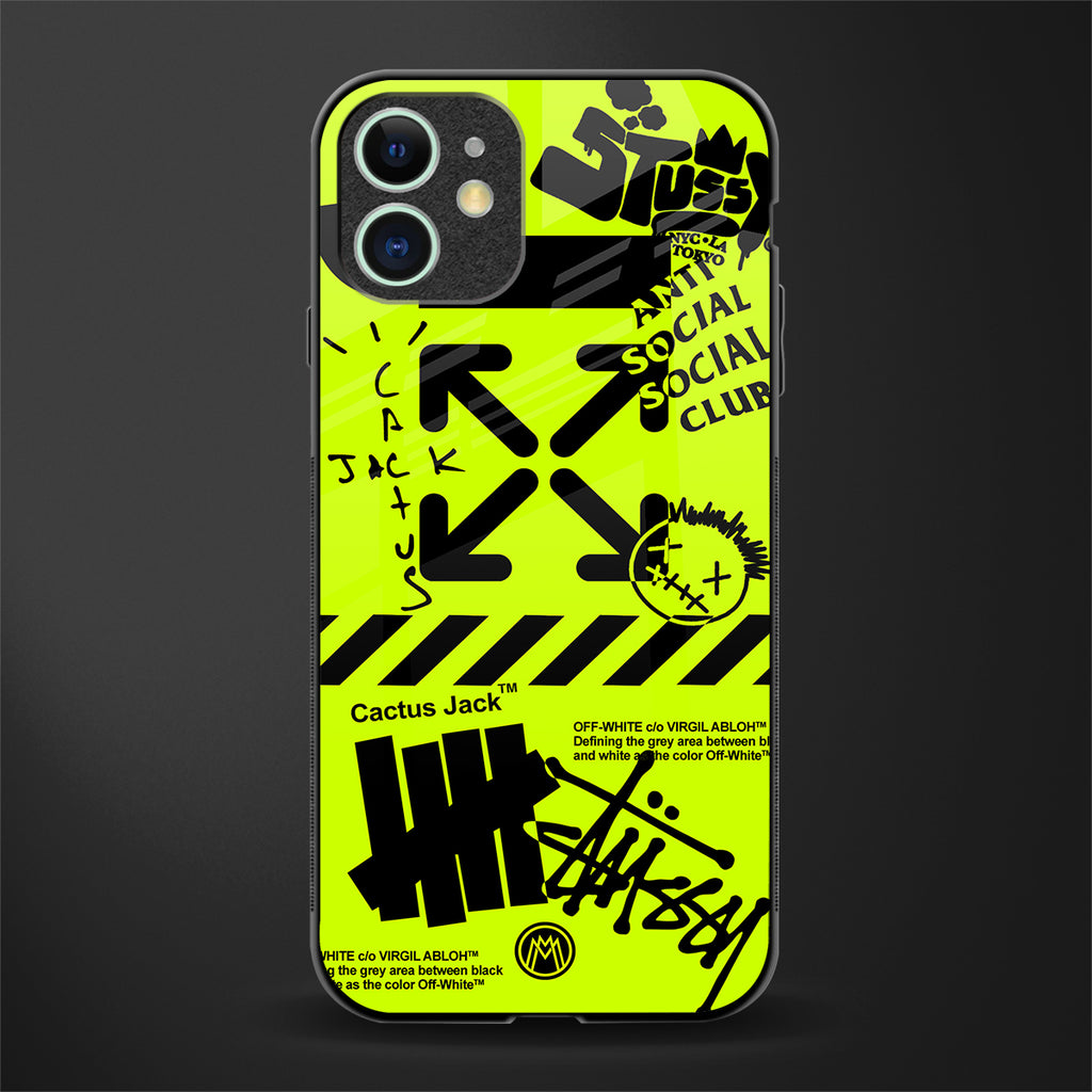 neon travis scott x anti social social club glass case for iphone 12 mini image