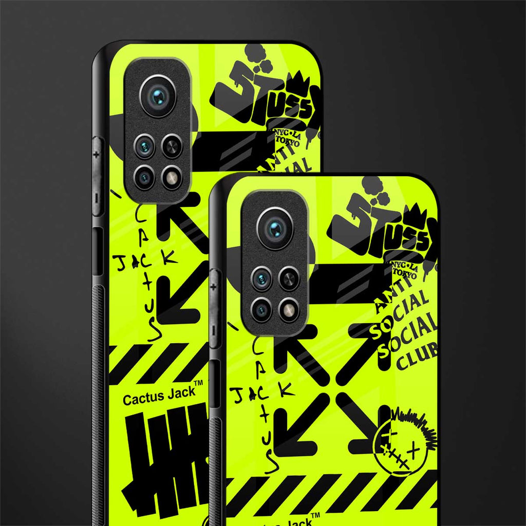 neon travis scott x anti social social club glass case for mi 10t 5g image-2
