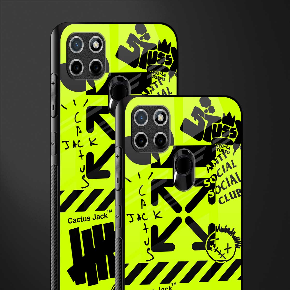 neon travis scott x anti social social club glass case for realme c21 image-2