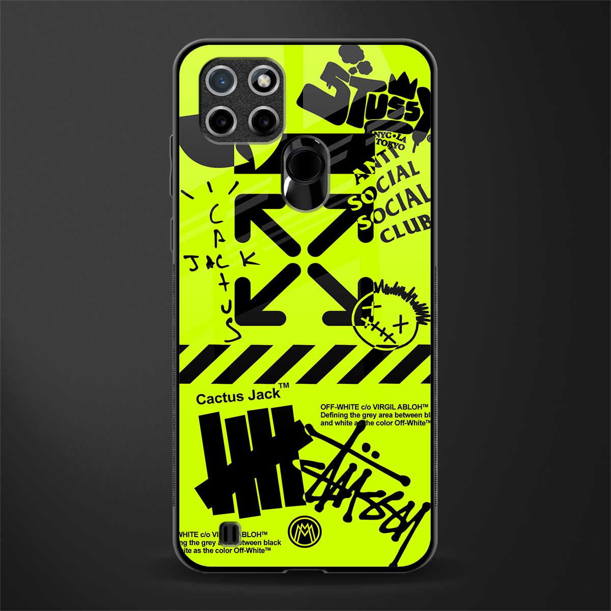 neon travis scott x anti social social club glass case for realme c21 image