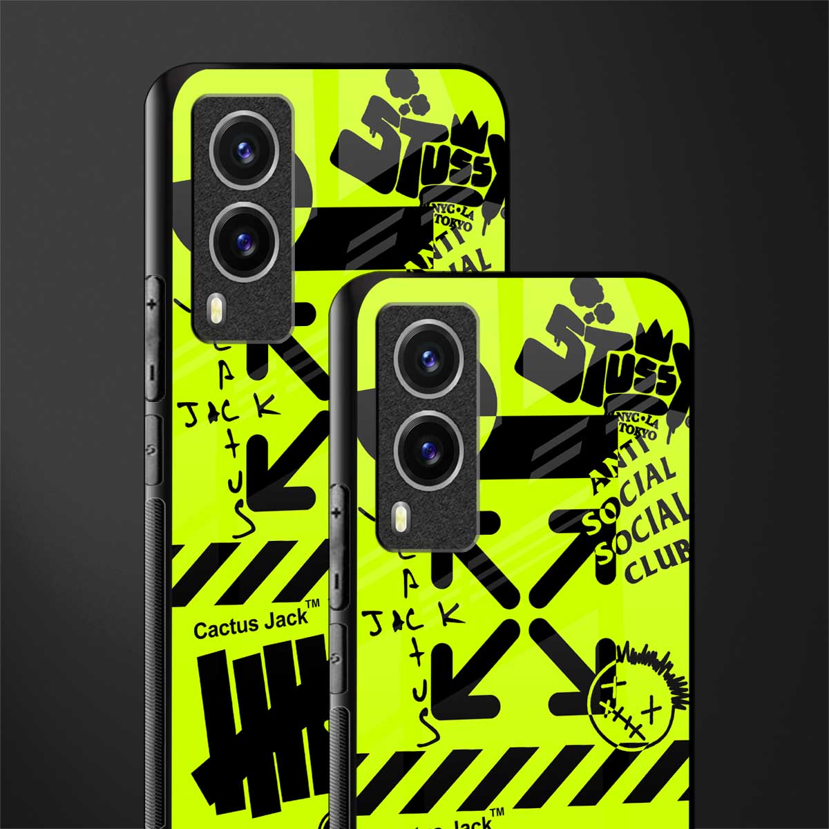 neon travis scott x anti social social club glass case for vivo v21e 5g image-2