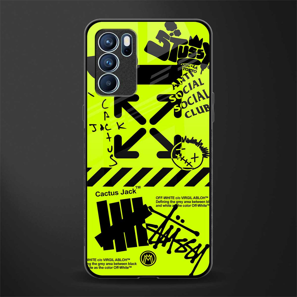 neon travis scott x anti social social club glass case for oppo reno6 pro 5g image