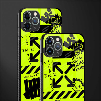 neon travis scott x anti social social club glass case for iphone 11 pro max image-2