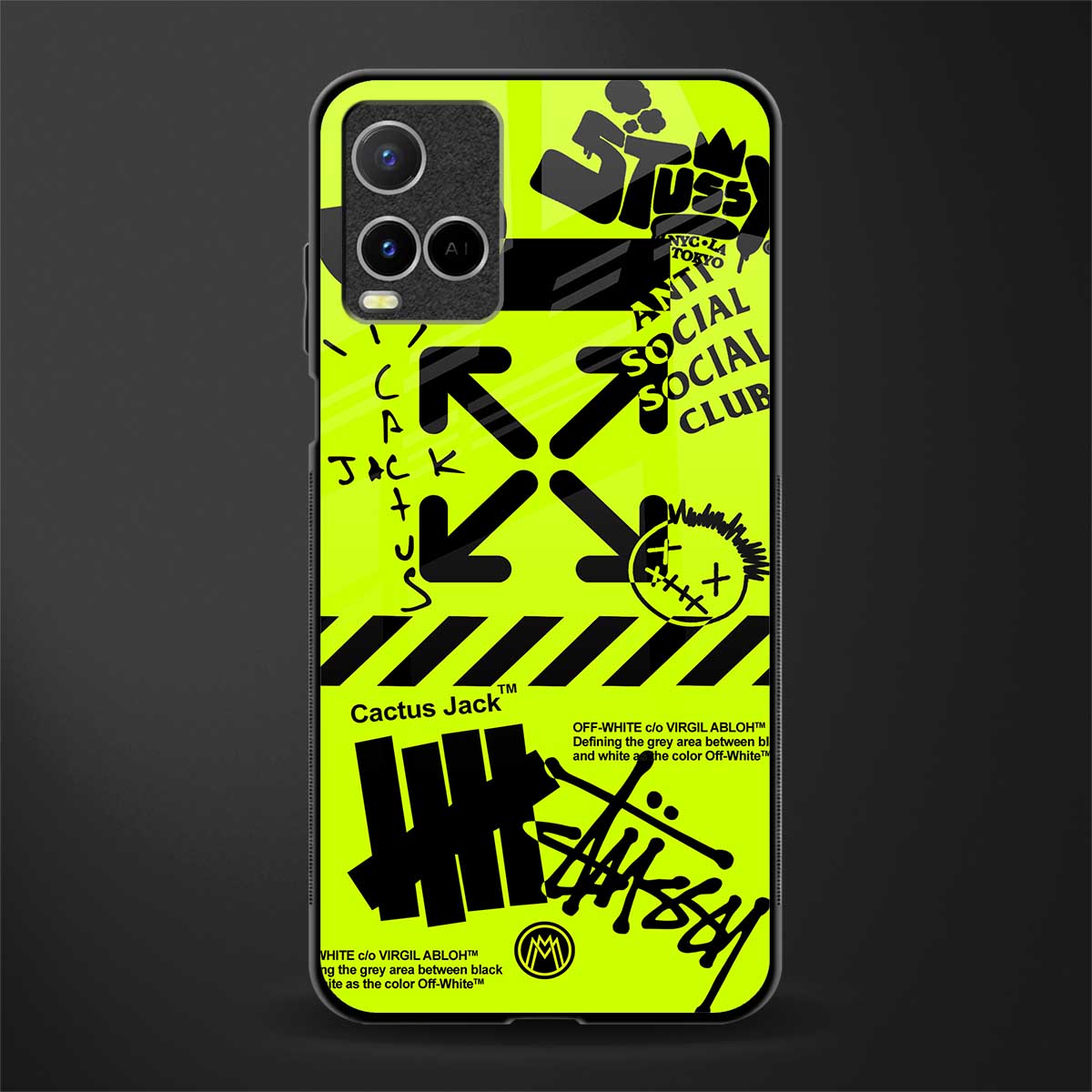 neon travis scott x anti social social club glass case for vivo y21 image