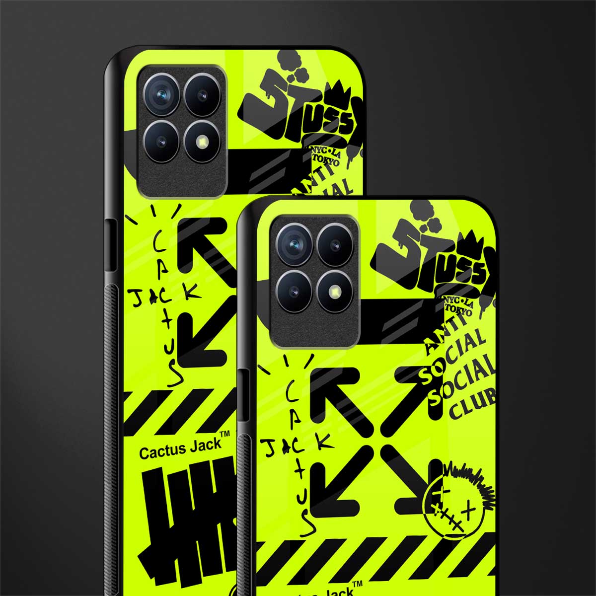 neon travis scott x anti social social club glass case for realme 8i image-2